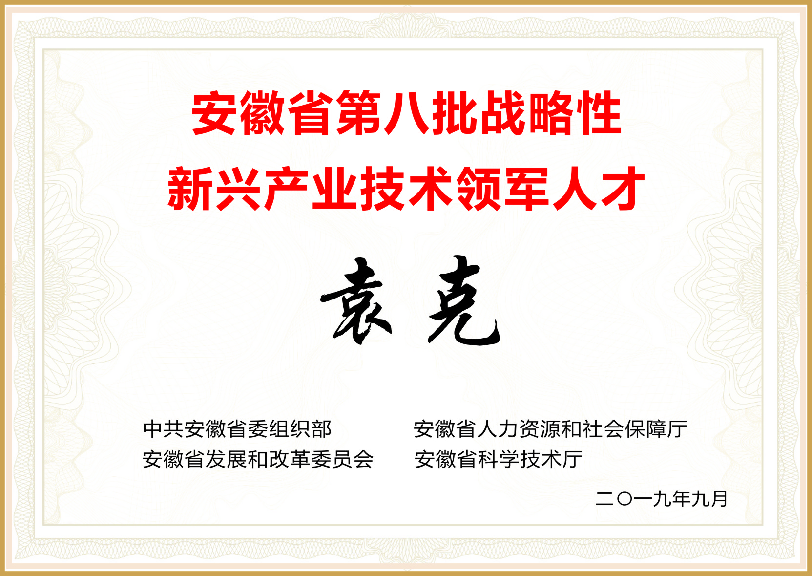 安徽省第八批戰(zhàn)略性新興產(chǎn)業(yè)領(lǐng)軍人才